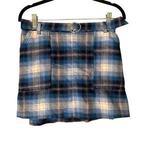 Justice mini skirt Blue Plaid Size Girls 18/20 Women’s Sz 2-4 NEW WITH TAG